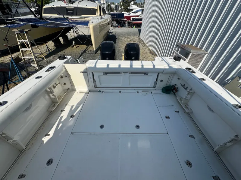 Slide: The Image of Interior view of a 2006 Boston Whaler 305 Conquest boat deck. - 12