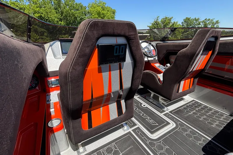 Slide: The Image of Interior of 2020 Eliminator 36 Daytona Coupe with modern seats and dashboard. - 14