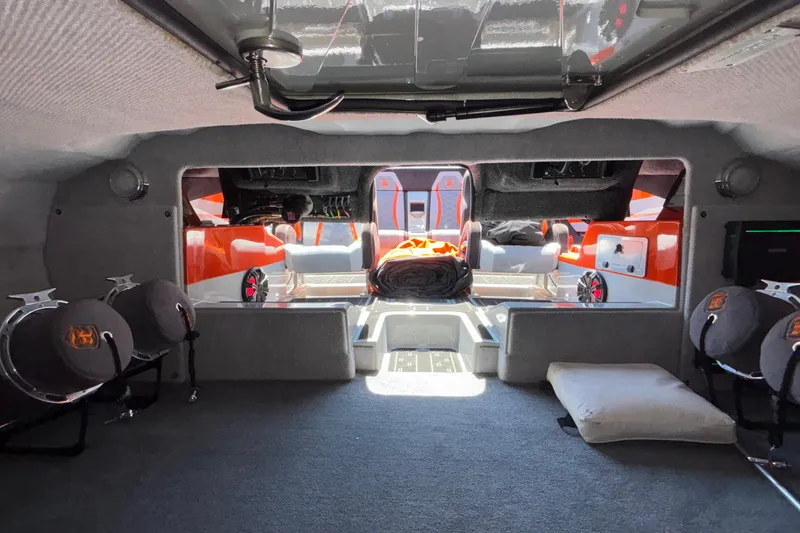 Slide: The Image of Interior of 2020 Eliminator 36 Daytona Coupe, featuring modern seating and sleek design elements. - 46