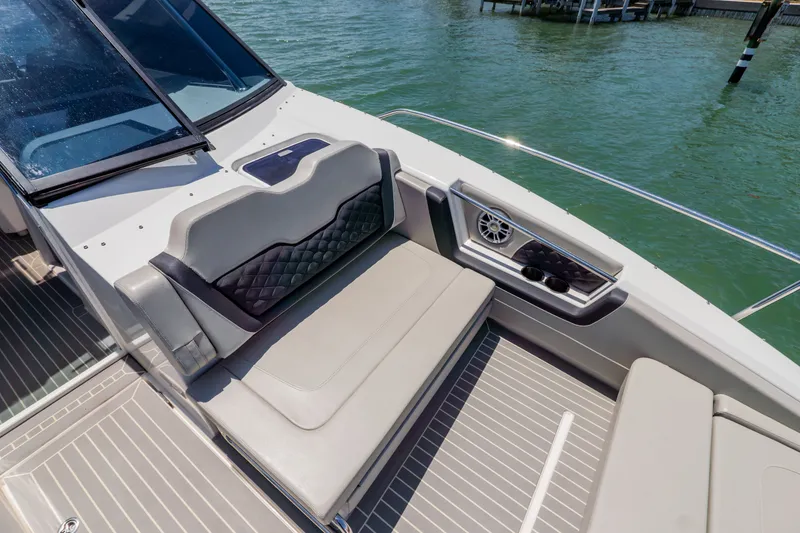 Slide: The Image of Luxurious seating area on the 2023 Aquila 36 Sport yacht. - 32