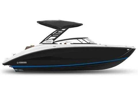 The Image of 2026 Yamaha Boats 252SE, sleek black design with a modern canopy. - 0