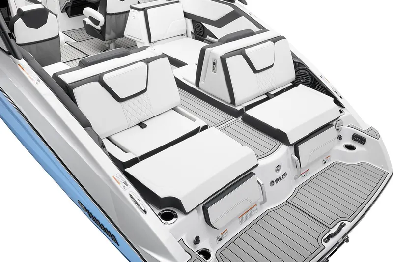 Slide: The Image of Manufacturer Provided Image: 2026 Yamaha Boats 252SE interior with luxurious seating and modern design. - 4