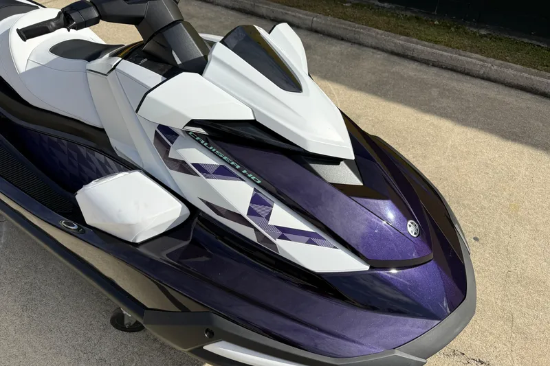 Slide: The Image of 2026 Yamaha WaveRunner VX Cruiser HO, sleek design with purple and white accents. - 12