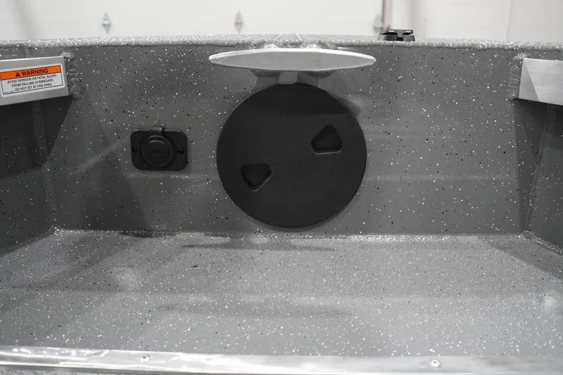 Slide: The Image of Interior view of 2026 Thunder Jet 209 Rush OT boat, featuring a speckled gray finish. - 37