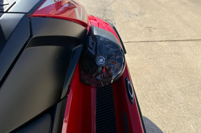Slide: The Image of 2026 Yamaha WaveRunner VX Cruiser, red and black design, close-up view. - 18
