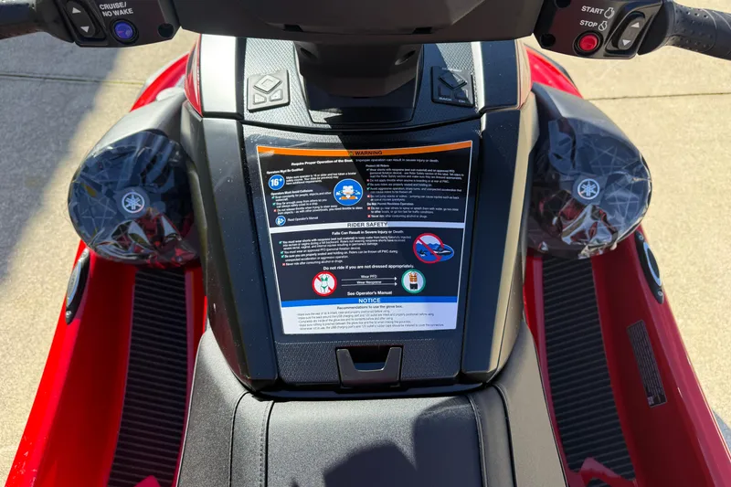Slide: The Image of 2026 Yamaha WaveRunner VX Cruiser dashboard with safety instructions and controls. - 19