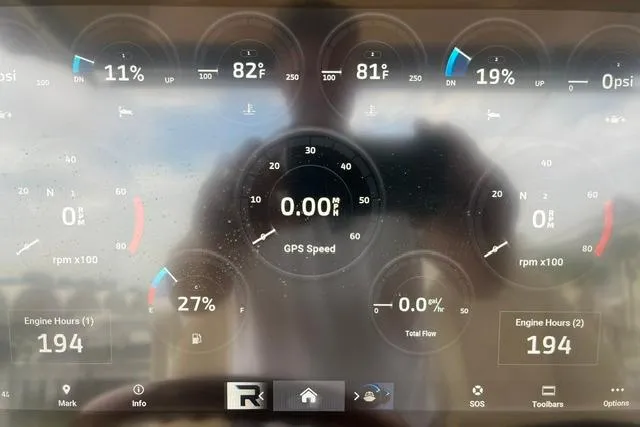 Slide: The Image of Dashboard display of a 2024 Chris-Craft Catalina 30, showing engine metrics and GPS speed. - 7