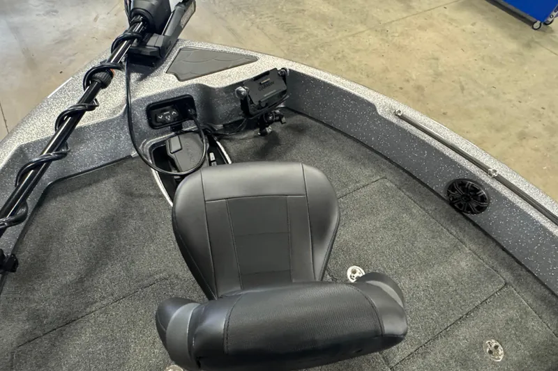 Slide: The Image of Front deck of 2026 Nitro ZV19 Sport Pro boat with seat and controls. - 14