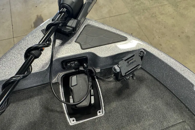 Slide: The Image of 2026 Nitro ZV19 Sport Pro boat with Garmin electronics and foot pedal control. - 16