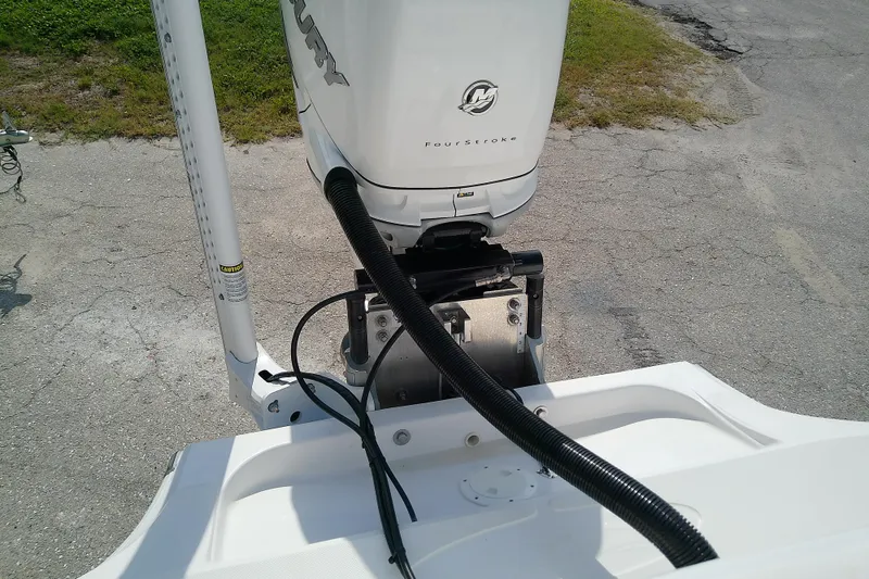Slide: The Image of 2022 Glasstream 280 Pro-XS boat with Mercury FourStroke engine, viewed from above. - 12