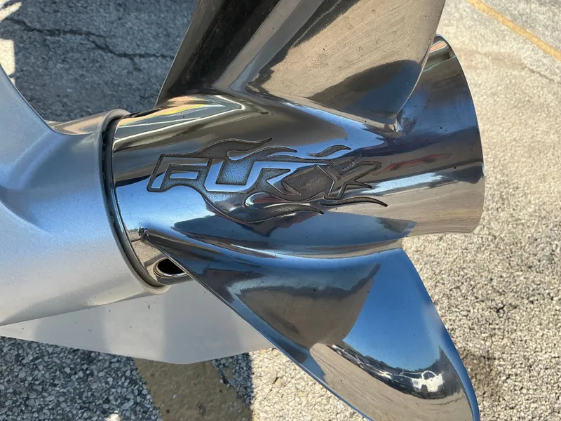 Slide: The Image of Close-up of a shiny propeller with Fury logo, Ranger Z520R 2024. - 8