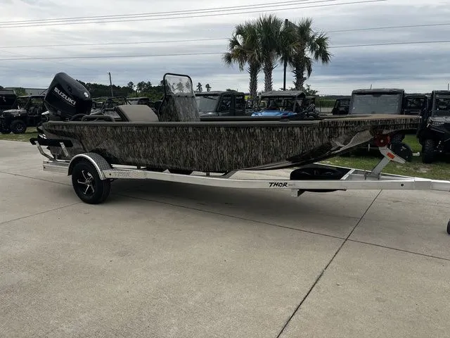 The Image of 2026 Thor LH1900CC boat with Baystar steering on trailer. - 1