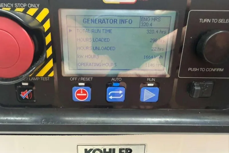 Slide: The Image of Kohler generator control panel displaying runtime and operational data for Azimut Fly 50 yacht. - 31