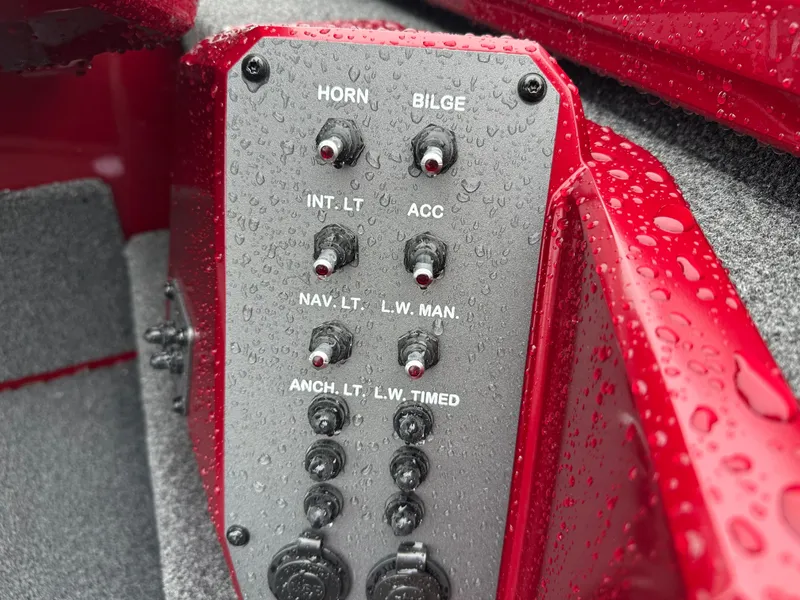 Slide: The Image of Control panel of Vexus AVX1880 boat, 2025 model, with water droplets. - 16