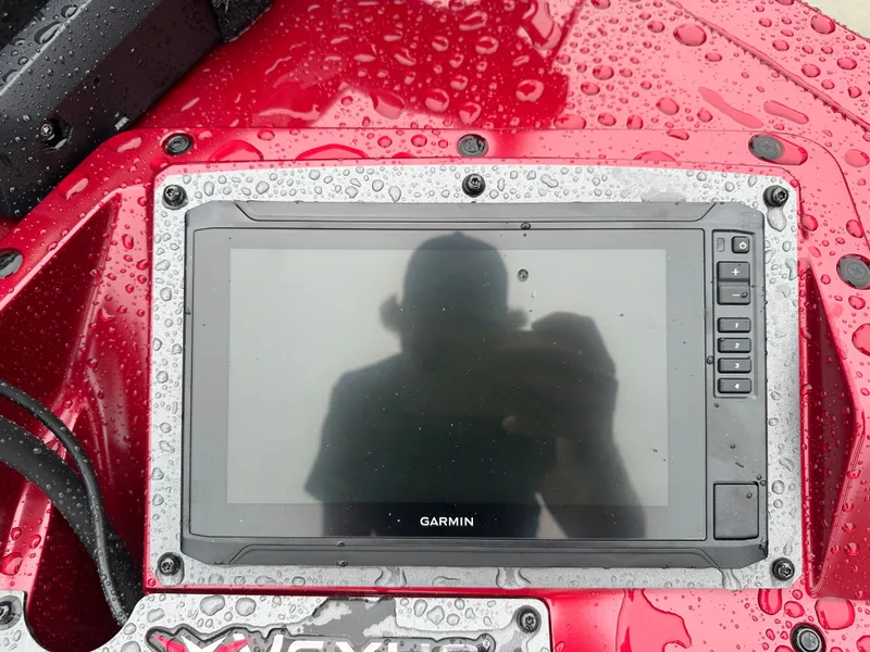 Slide: The Image of Garmin display on red Vexus AVX1880 boat, 2025 model. - 21