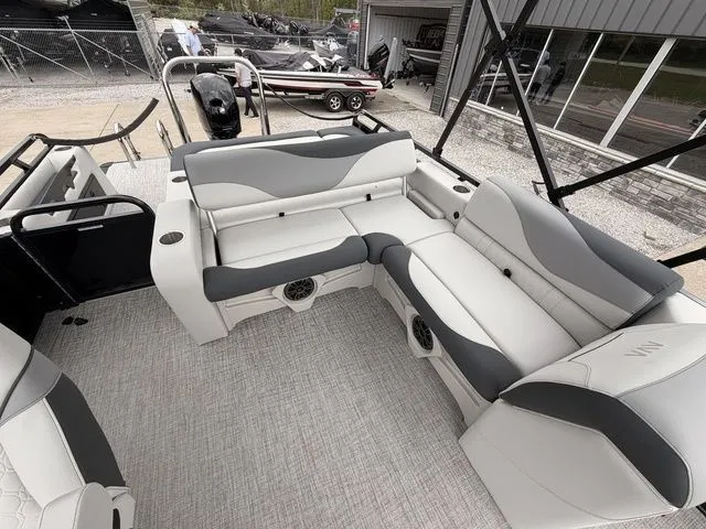 Slide: The Image of Interior of Avalon Venture 85 Versatile Rear Bench 2026 boat. - 5