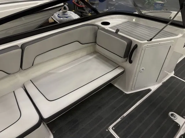 Slide: The Image of Interior of 2026 Yamaha Boats AR190 with gray upholstery. - 9