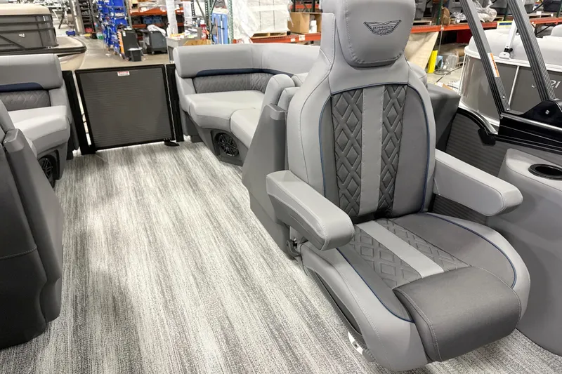 Slide: The Image of 2026 Bennington 22 M Open Fastback Quad Bench with luxurious seating and modern design. - 13