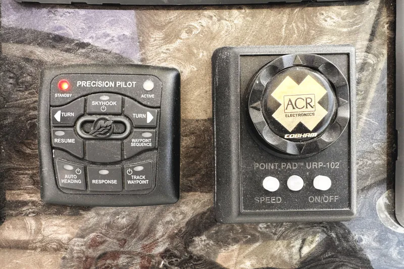 Slide: The Image of Control panel of a 2010 Sea Ray 450 Sundancer boat with Precision Pilot and ACR electronics. - 30
