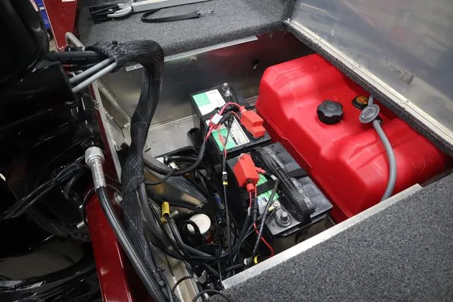 Slide: The Image of Battery compartment of Lowe Skorpion 17 boat, year 2022. - 15