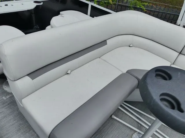 Slide: The Image of Interior of 2022 Godfrey Pontoons Sweetwater Xperience 2286 FX with gray seating. - 7