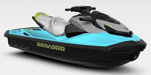 The Image of 2026 Sea-Doo GTI jet ski in blue and black. - 1