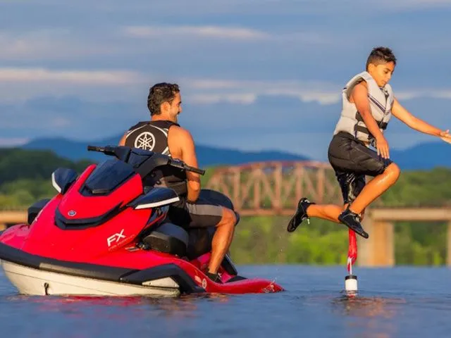 Slide: The Image of Yamaha WaveRunner FX Cruiser HO 2026 on water with jumping child. - 4