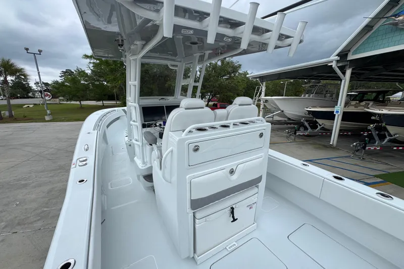 Slide: The Image of 2026 Invincible 33 Open Fisherman boat interior with sleek design and modern features. - 34