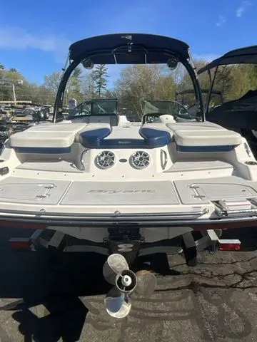 Slide: The Image of Rear view of 2013 Bryant Boats 233X with speakers and propeller. - 5