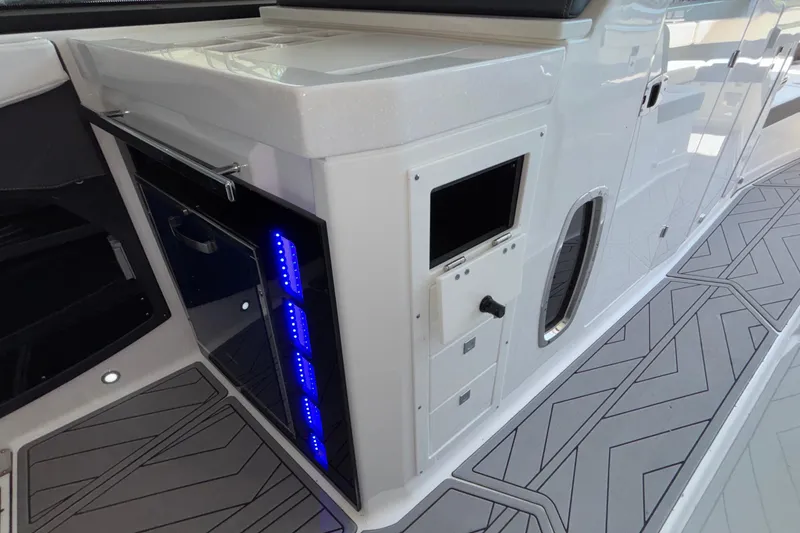 Slide: The Image of 2023 Monterey 385SS Super Sport interior with sleek design and modern amenities. - 56