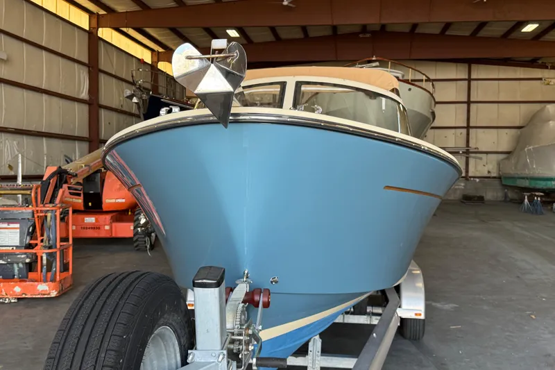 Slide: The Image of 2018 Vanquish Bristol Harbor 23 boat on trailer in storage facility. - 6