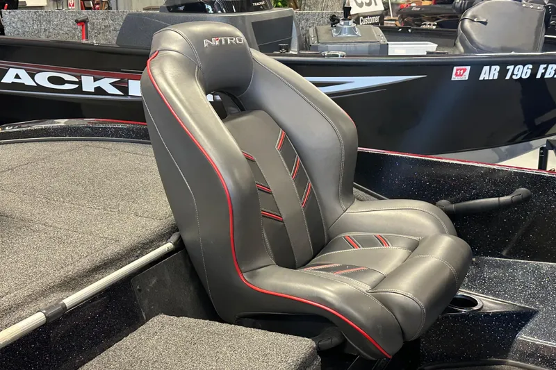 Slide: The Image of Luxurious Nitro Z18 Pro 2021 boat seat with sleek black and red design. - 19