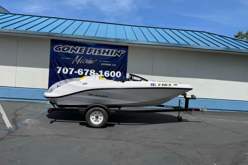 The Image of 2017 Scarab 165 G boat on trailer at Gone Fishin' Marine dealership. - 1
