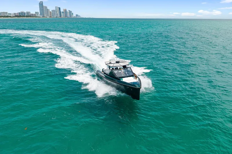 Slide: The Image of 2023 Wally wallytender43X yacht cruising on open sea. - 16