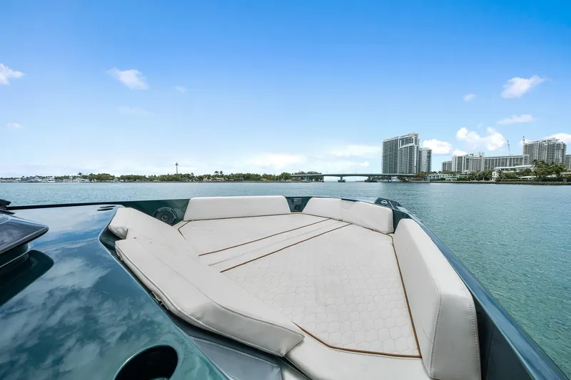 Slide: The Image of Luxurious sun deck of the Wally wallytender43X yacht, 2023 model. - 19