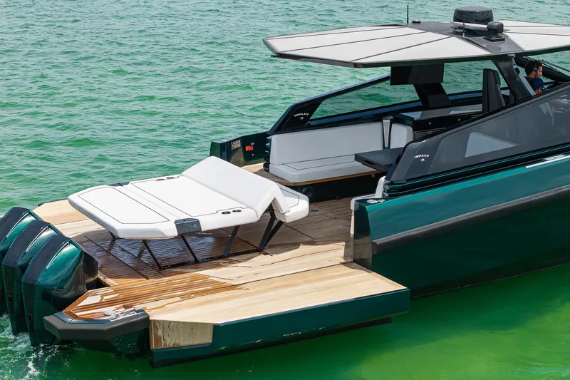 Slide: The Image of Luxurious 2023 Wally wallytender43X yacht on calm waters. - 2