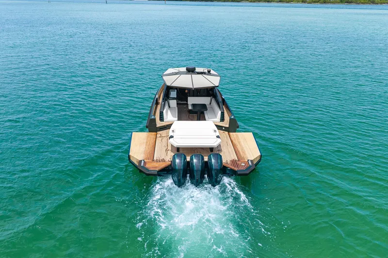 Slide: The Image of 2023 Wally wallytender43X on open water, rear view. - 3