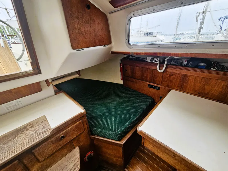 Slide: The Image of Interior of a 1985 Sabre 34 yacht with wooden furnishings. - 17