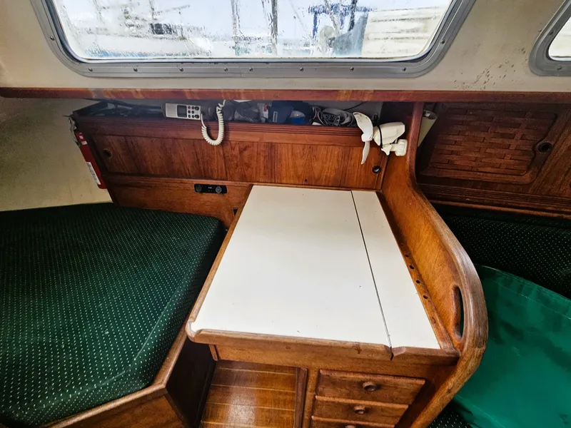Slide: The Image of Interior of a 1985 Sabre 34 yacht with wooden furnishings. - 16