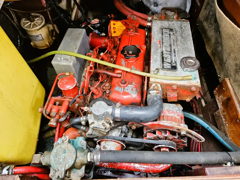 Slide: The Image of Engine compartment of a 1985 Sabre 34 with Westmarin engine. - 20