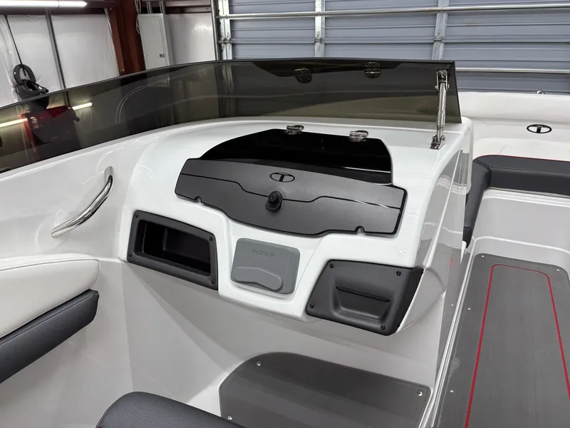 Slide: The Image of Interior view of 2026 Tahoe S 210 S boat, modern dashboard. - 13