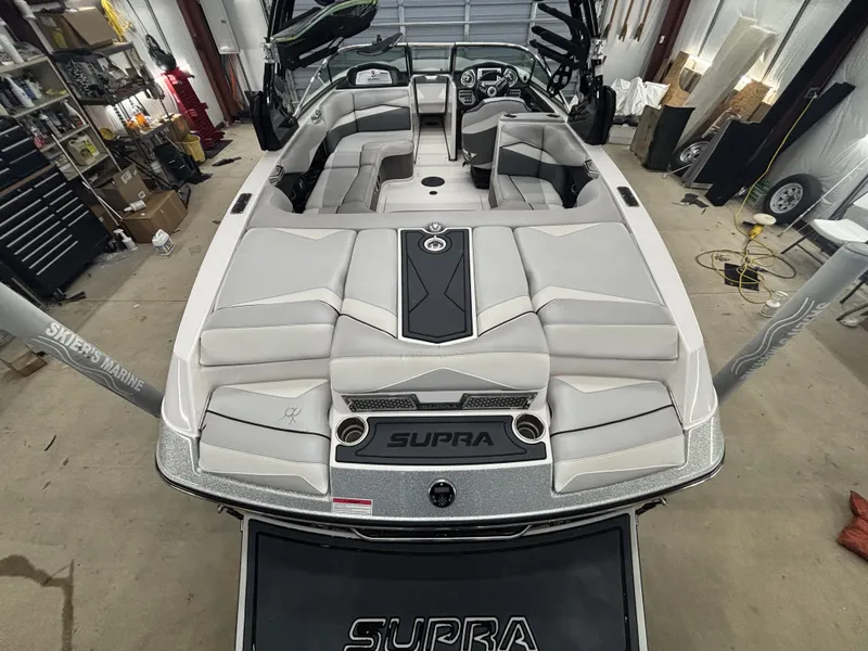 Slide: The Image of 2013 Supra Launch SA350 boat in workshop, interior view. - 8