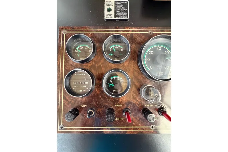 Slide: The Image of Control panel of a 1988 STARDUST 16x70 with gauges and switches. - 11