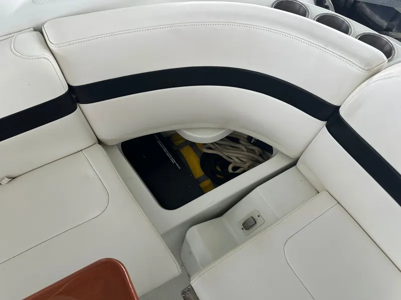 Slide: The Image of Interior of a 2008 Formula 37 Performance Cruiser with white seating. - 16