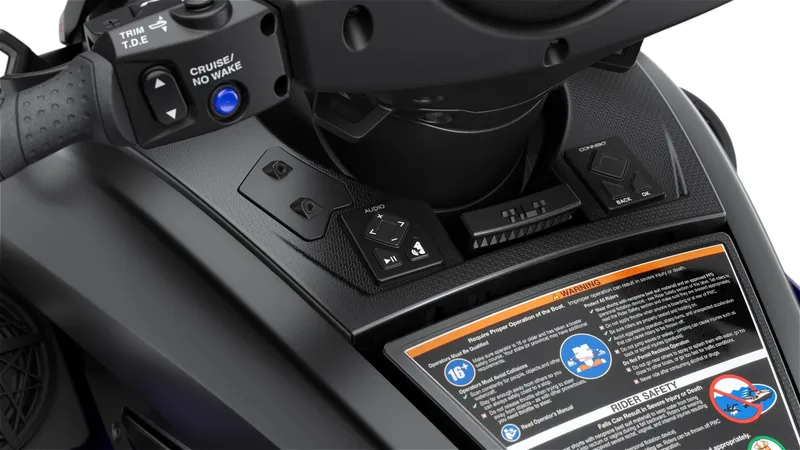 Slide: The Image of Yamaha FX SVHO 2026 control console with controls and warning labels. - 8
