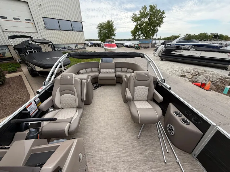 Slide: The Image of Interior view of a 2019 Bennington 23SX pontoon boat at the dock. - 7