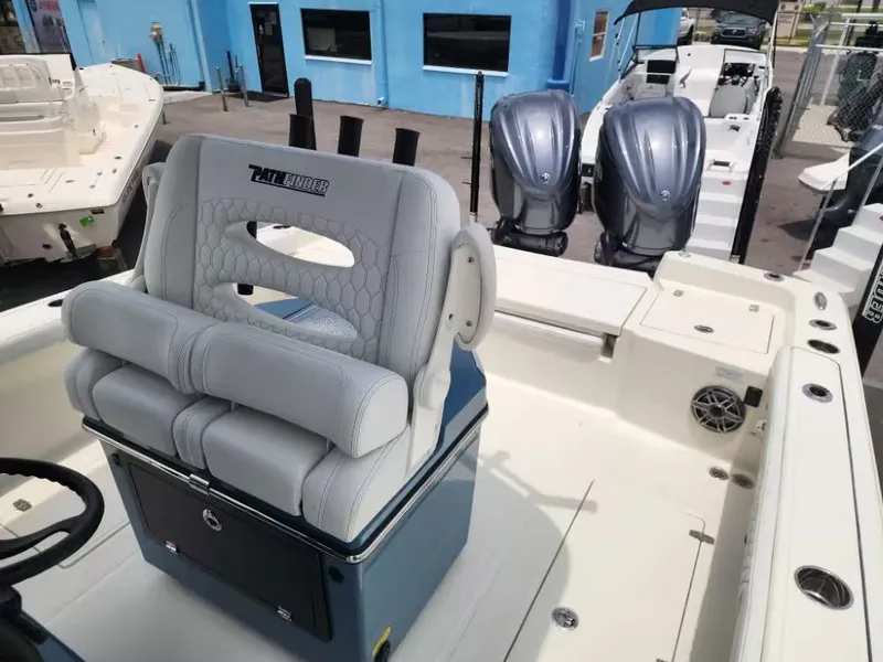 Slide: The Image of 2026 Pathfinder 2800 Hybrid boat with luxury seating and dual engines. - 6