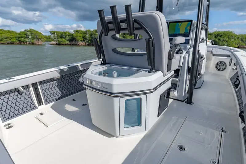 Slide: The Image of Interior view of the 2026 Pathfinder 2800 Hybrid boat. - 9