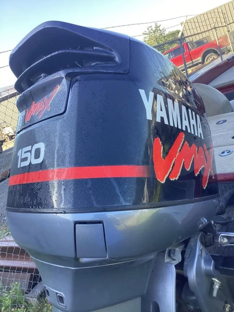 Slide: The Image of Yamaha VMAX 150 outboard motor on a 2007 Ranger 188VS boat. - 2