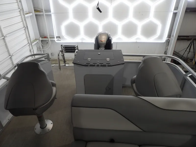 Slide: The Image of Interior of 2026 Avalon Venture Quad Fish with modern seating. - 16